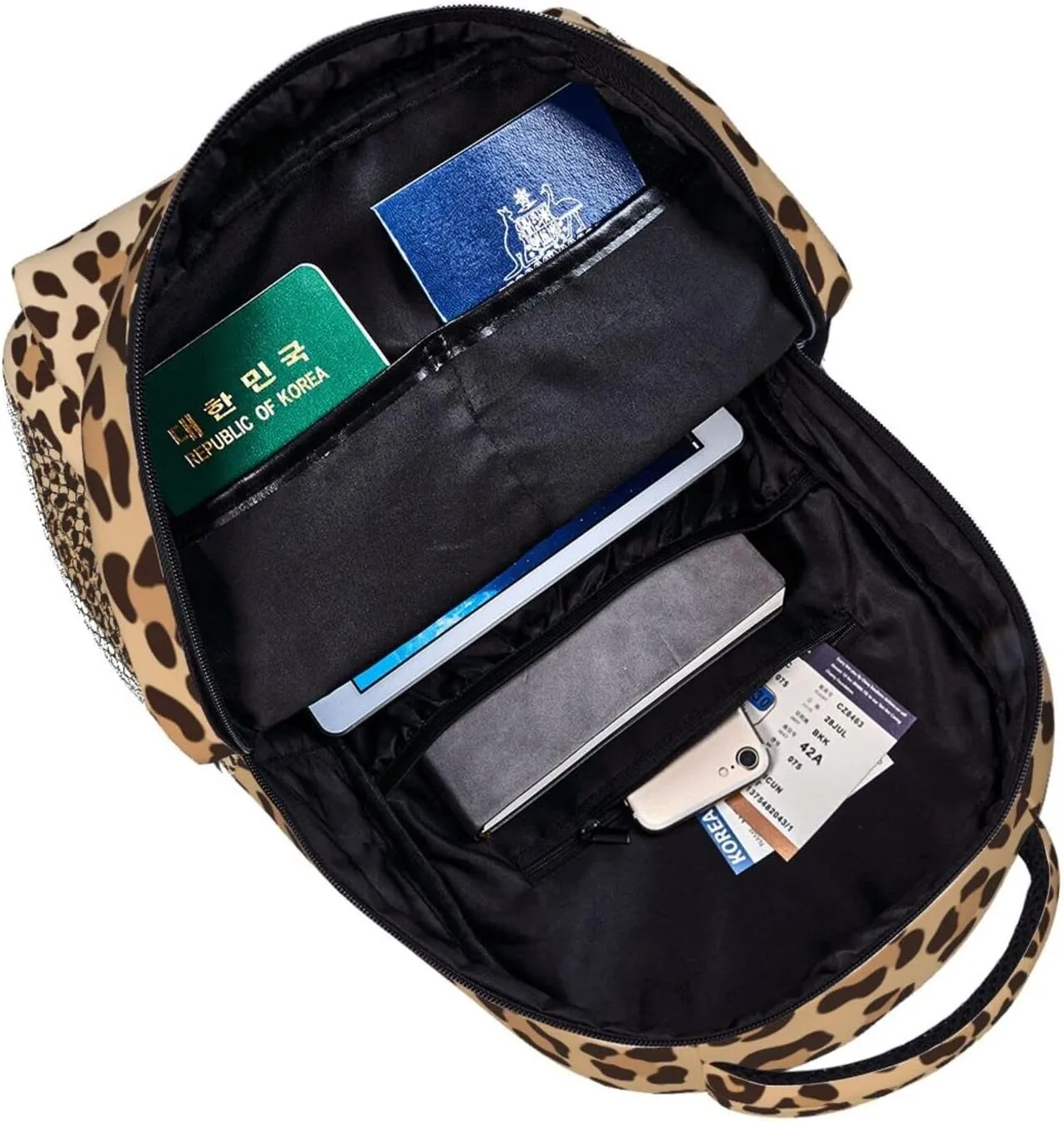 Fiokroo Leopard Backpack School Bag For Students Teens Men Women Laptop Backpacks Travel Daypack Bag With Multiple Pockets