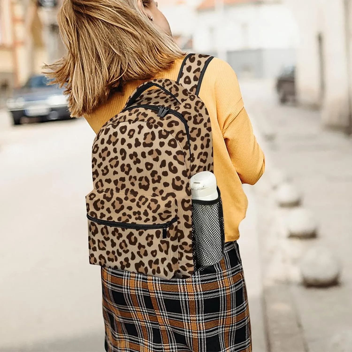 Fiokroo Leopard Backpack School Bag For Students Teens Men Women Laptop Backpacks Travel Daypack Bag With Multiple Pockets