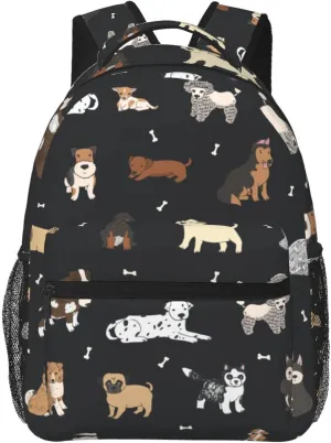 Fiokroo Puppy Dogs Cute Animals Backpack School Bag For Students Teens Men Women Laptop Backpacks Travel Daypack With Multiple Pockets Cute Dogsblack
