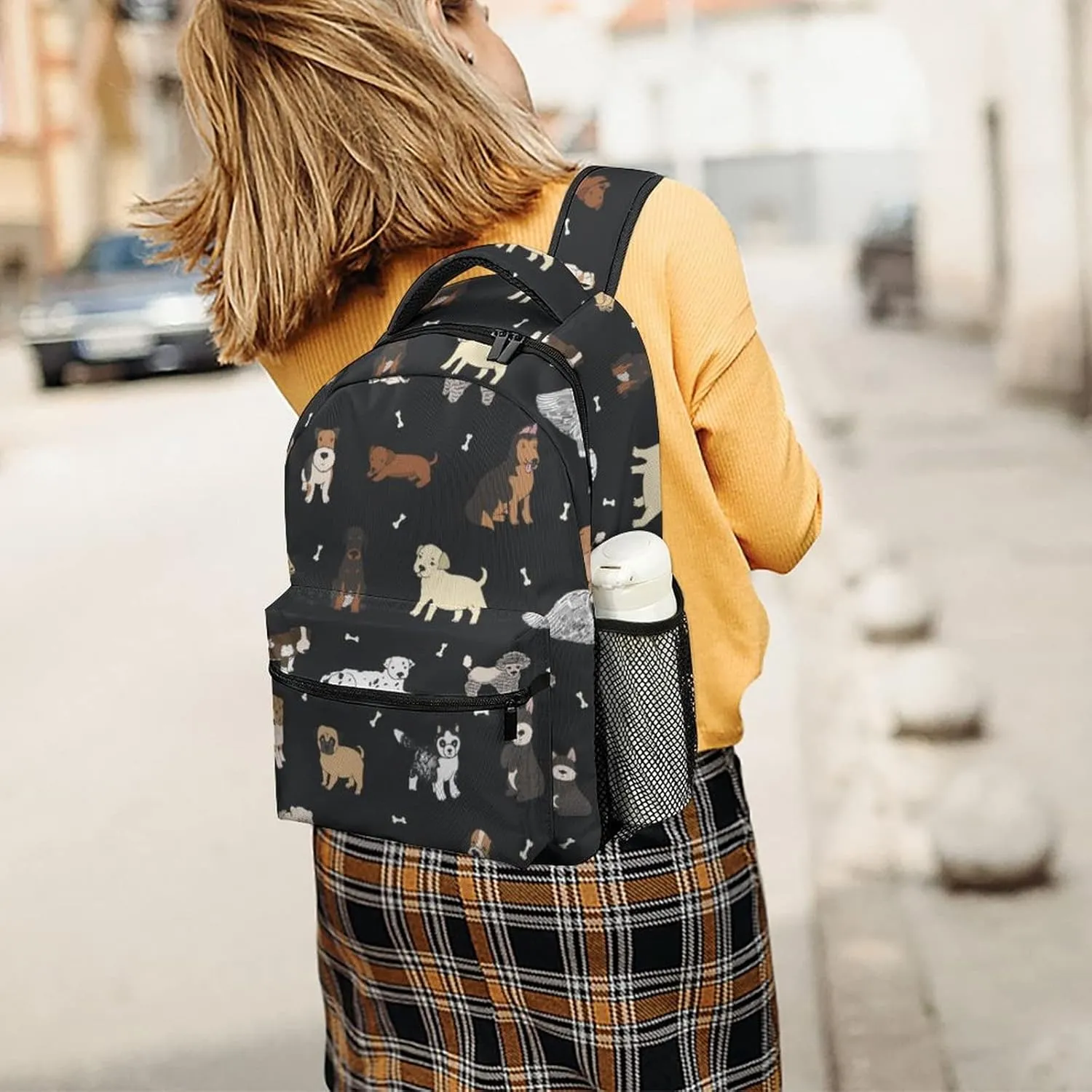 Fiokroo Puppy Dogs Cute Animals Backpack School Bag For Students Teens Men Women Laptop Backpacks Travel Daypack With Multiple Pockets Cute Dogsblack