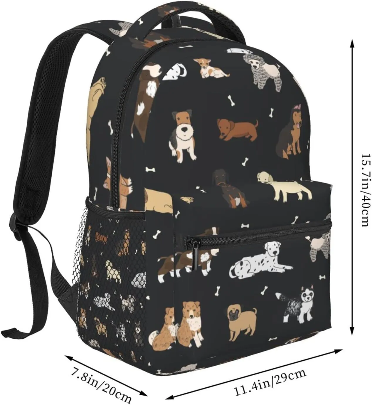 Fiokroo Puppy Dogs Cute Animals Backpack School Bag For Students Teens Men Women Laptop Backpacks Travel Daypack With Multiple Pockets Cute Dogsblack