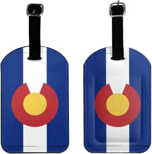 Flag Map of Colorado Luggage Tags for Suitcases PU Leahter Luggage Tag with Privacy Cover ID Tags Men Women Travel Bag Luggage Accessories