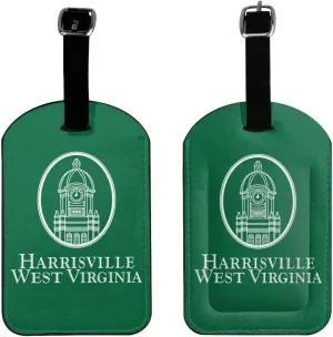 Flag of Harrisville, West Virginia Luggage Tags for Suitcases PU Leahter Luggage Tag with Privacy Protection Bag Tags Cute Women Men Travel Bag Luggage Accessories