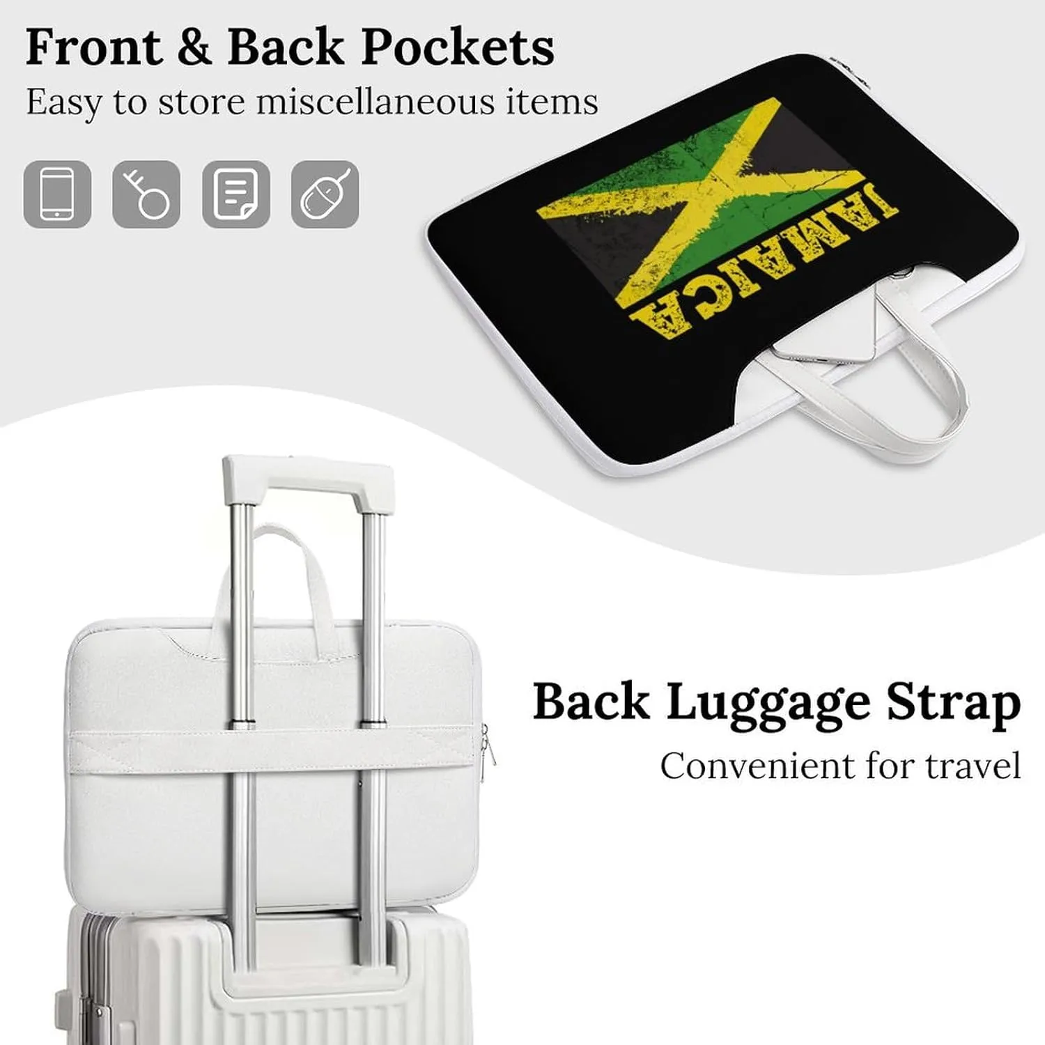 Flag Of Jamaica Leather Bag Laptop Case Slim Water Resistant Computer Bags with Handle Briefcase for Work