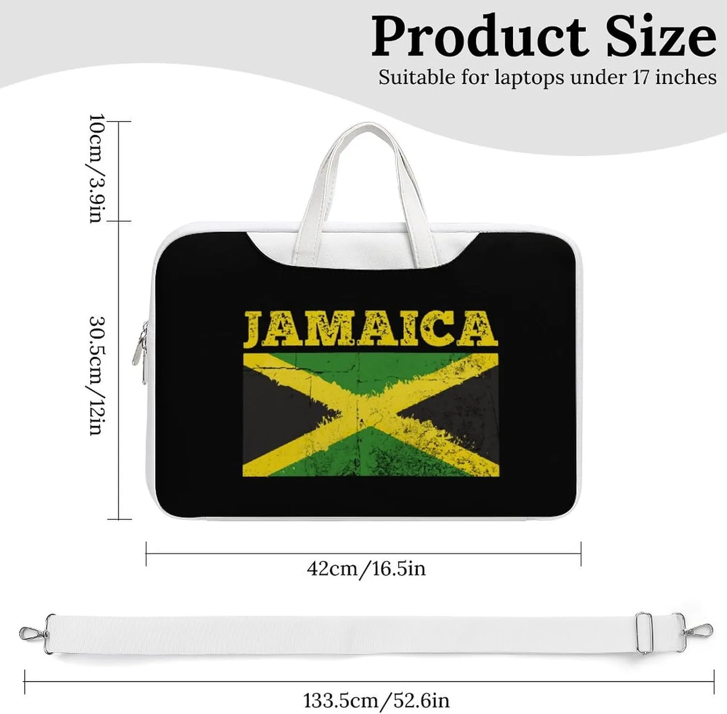Flag Of Jamaica Leather Bag Laptop Case Slim Water Resistant Computer Bags with Handle Briefcase for Work