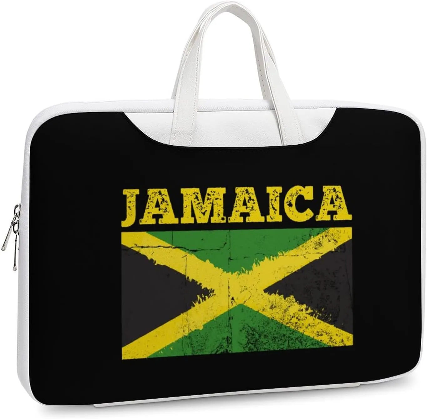 Flag Of Jamaica Leather Bag Laptop Case Slim Water Resistant Computer Bags with Handle Briefcase for Work