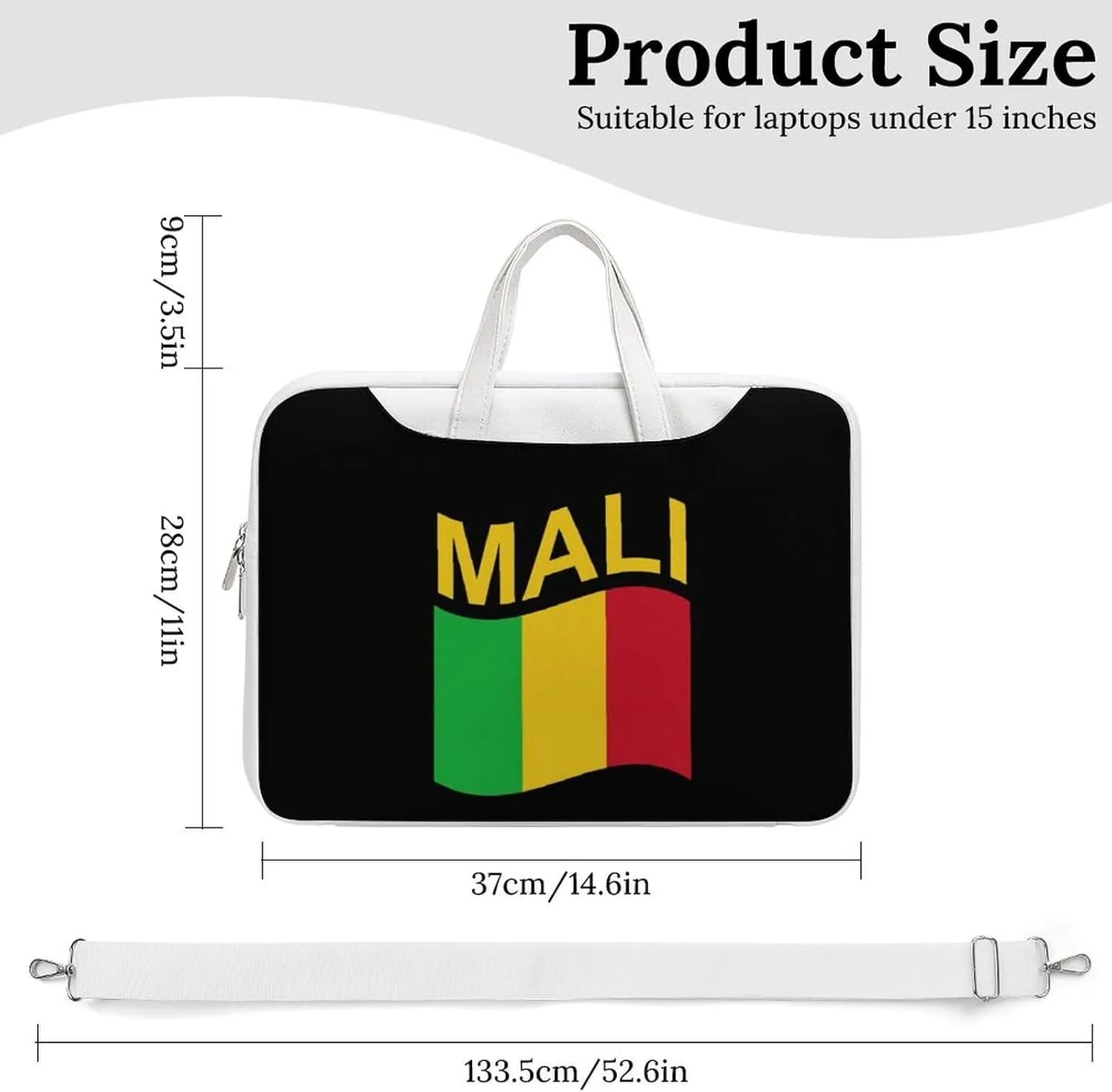 Flag of Mali Leather Bag Laptop Case Slim Water Resistant Computer Bags with Handle Briefcase for Work