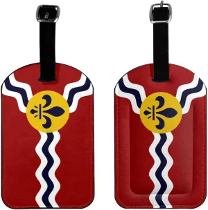 Flag of St. Louis Missouri Luggage Tags for Suitcases PU Leahter Luggage Tag with Privacy Protection Bag Tags Cute Women Men Travel Bag Luggage Accessories