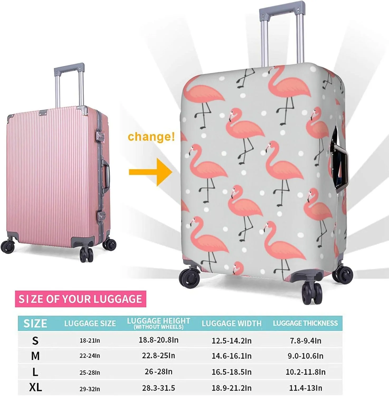 Flamingo Print Washable Suitcase Cover Protective Luggage Cover Anti Scratch Travel Gear Protector