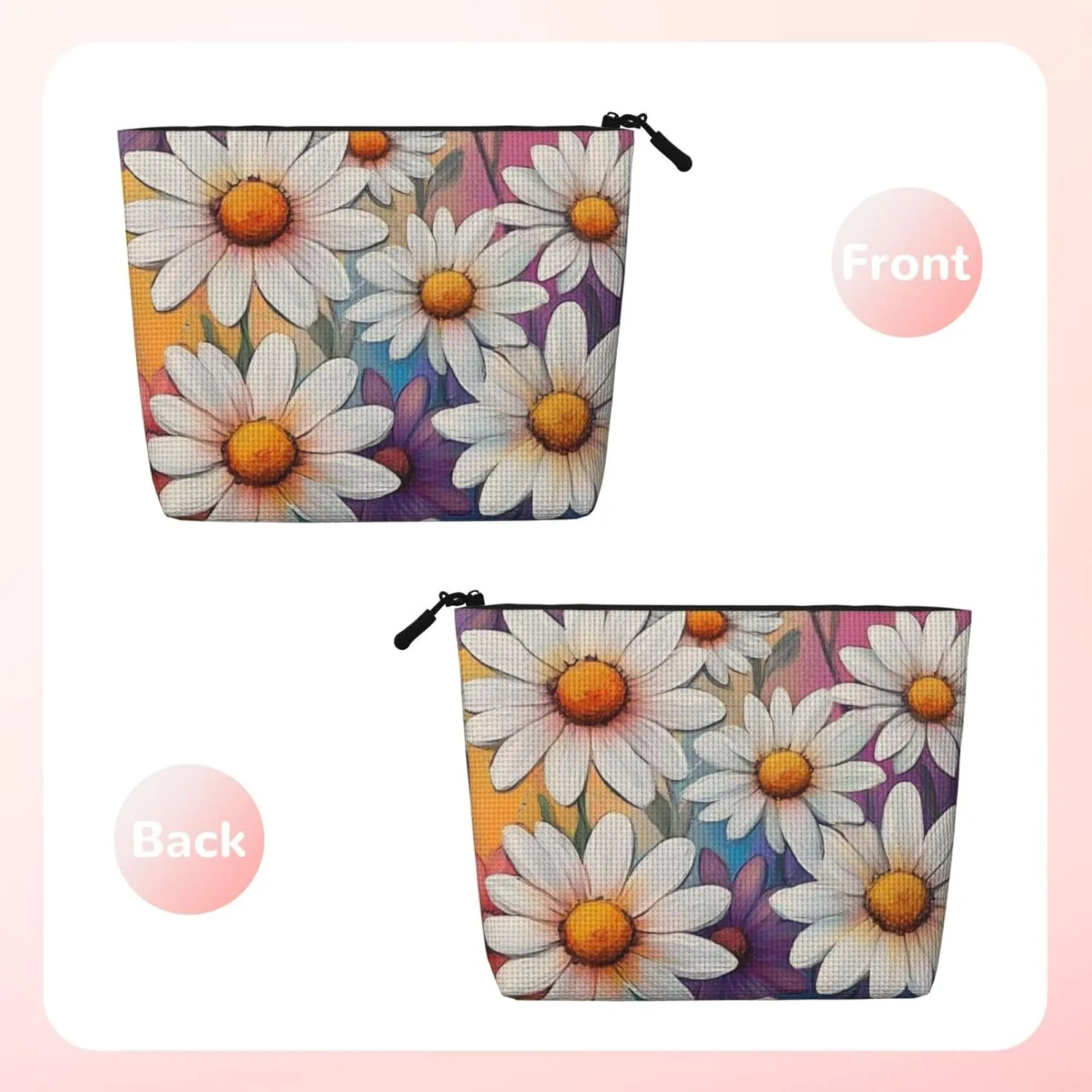 Flower Print Makeup Bag For Purse Cosmetic Travel Casual Toiletry Zipper Storage Bag