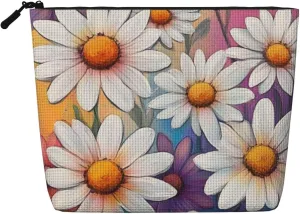 Flower Print Makeup Bag For Purse Cosmetic Travel Casual Toiletry Zipper Storage Bag