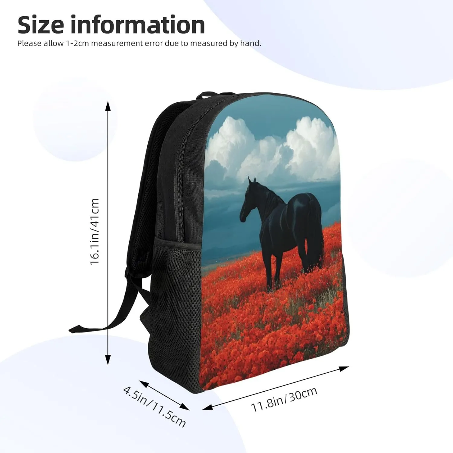 Flowers And Horses Backpack Waterproof Anti Theft Durable Light Laptop Bag Backpacks For Women Men Travel Gym Backpack