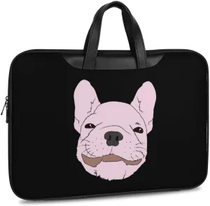 French Bull Dog Leather Bag Laptop Case Slim Water Resistant Computer Bags with Handle Briefcase for Work