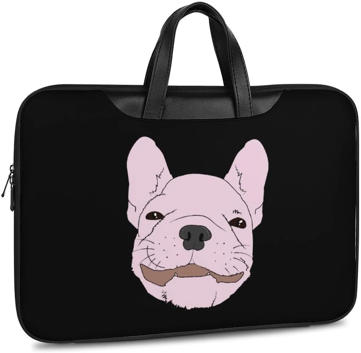 French Bull Dog Leather Bag Laptop Case Slim Water Resistant Computer Bags with Handle Briefcase for Work