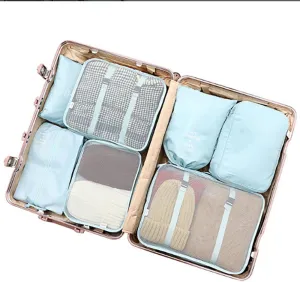 FUNSEED 7 Set Compression Packing Cubes for Travel Accessories Travel Essentials, Suitcase Luggage Organizer(Blue)