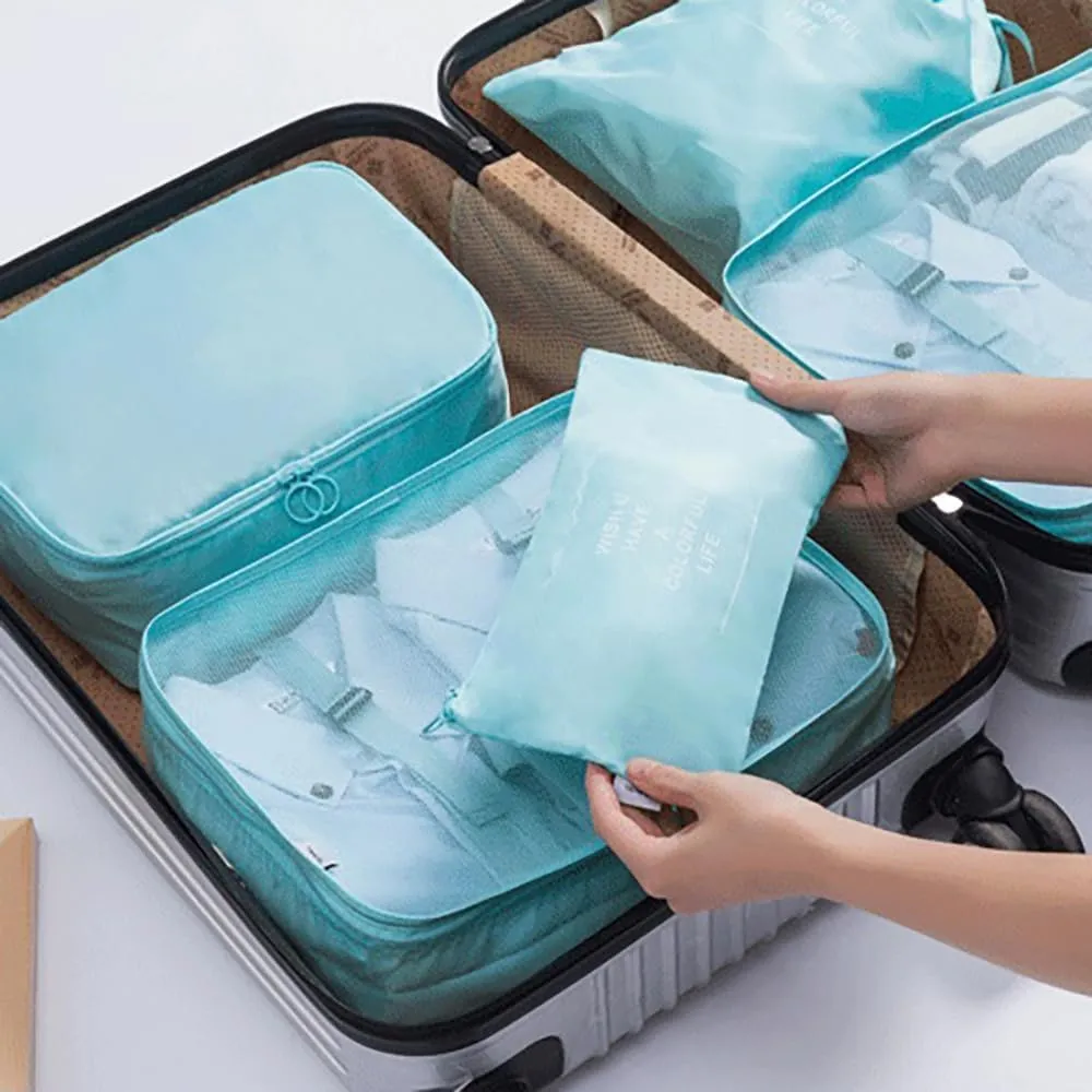 FUNSEED 7 Set Compression Packing Cubes for Travel Accessories Travel Essentials, Suitcase Luggage Organizer(Blue)
