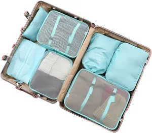 FUNSEED 7 Set Compression Packing Cubes for Travel Accessories Travel Essentials, Suitcase Luggage Organizer(Blue)