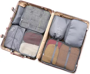 FUNSEED 7 Set Compression Packing Cubes for Travel Accessories Travel Essentials, Suitcase Luggage Organizer(Grey)