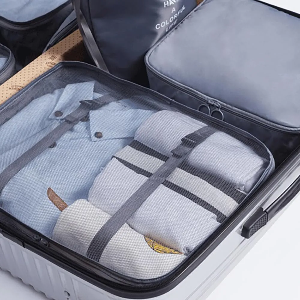 FUNSEED 7 Set Compression Packing Cubes for Travel Accessories Travel Essentials, Suitcase Luggage Organizer(White)