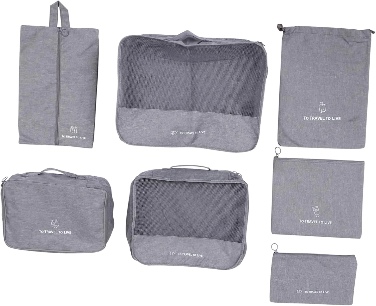 GALPADA Travel Luggage Pouches Set 7pcs Zipper Clothing Storage Pouches Waterproof Packing Cube for Business Trip