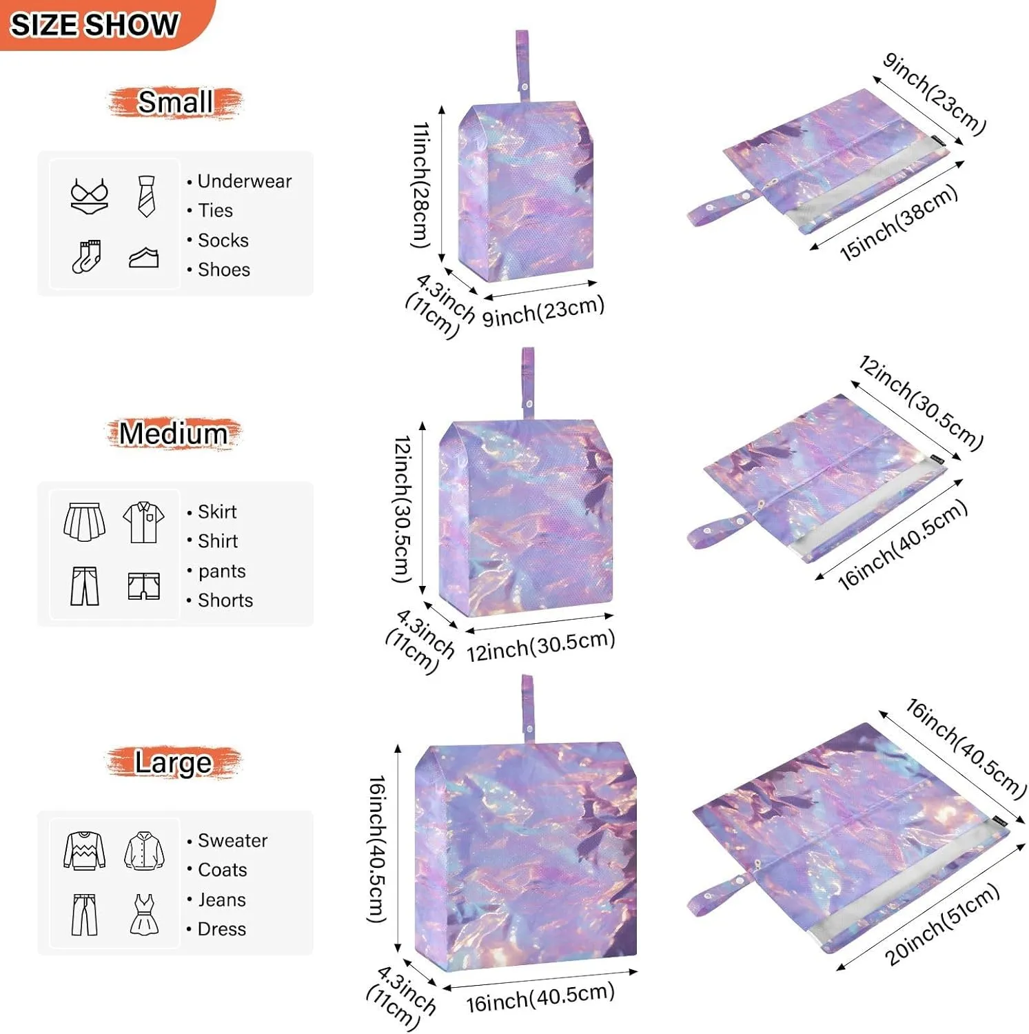 Garment Bag Closet Storage, Luggage Space Saver, Gemstone Glitter Pink Purple Yellow, Waterproof, 3 Set Travel Packing Cubes For Suitcases, Luggages Management Personnel