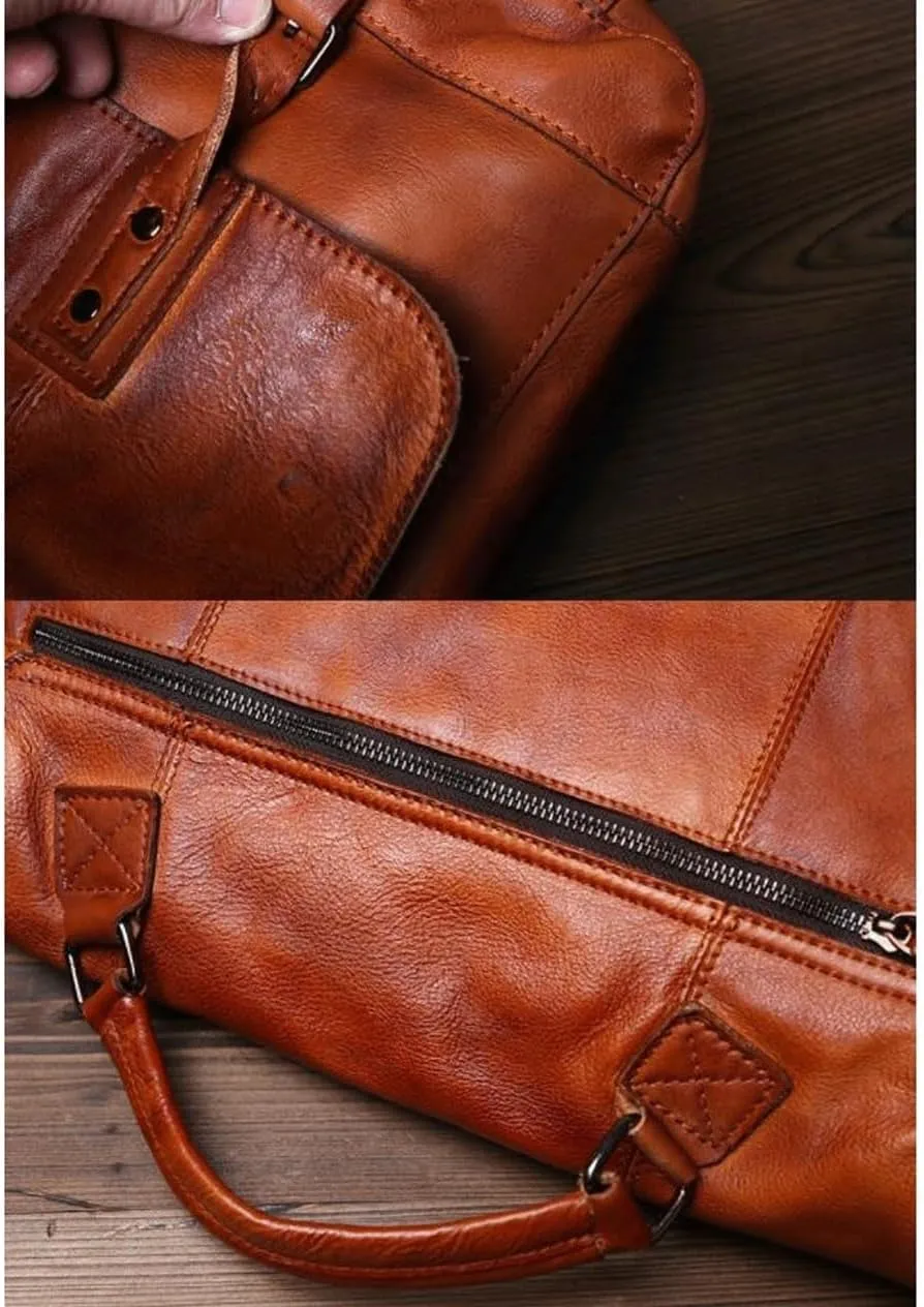 Genuine Leather Briefcases Mens Crossbody Bags Casual Daypacks Handbags Messenger Shoulder Bags 14.6Inch