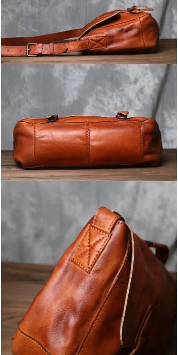 Genuine Leather Briefcases Mens Crossbody Bags Casual Daypacks Handbags Messenger Shoulder Bags 14.6Inch