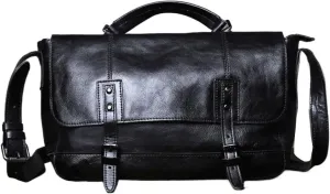 Genuine Leather Briefcases Mens Crossbody Bags Casual Daypacks Handbags Messenger Shoulder Bags 14.6Inch
