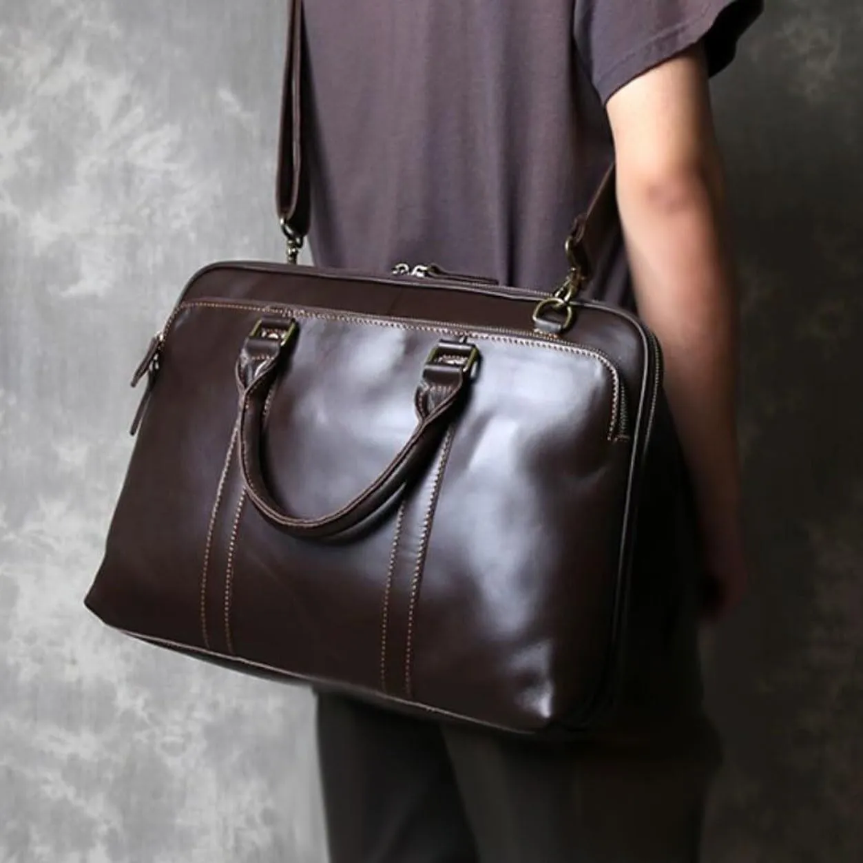 Genuine Leather Messenger Shoulder Bags Handbags Briefcases Mens Laptop Bags Carrying Cases