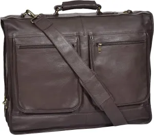 Genuine Leather Suit Garment Dress Carriers Brown Travel Cabin Bag Riga, Brown, L, Suit Carrier