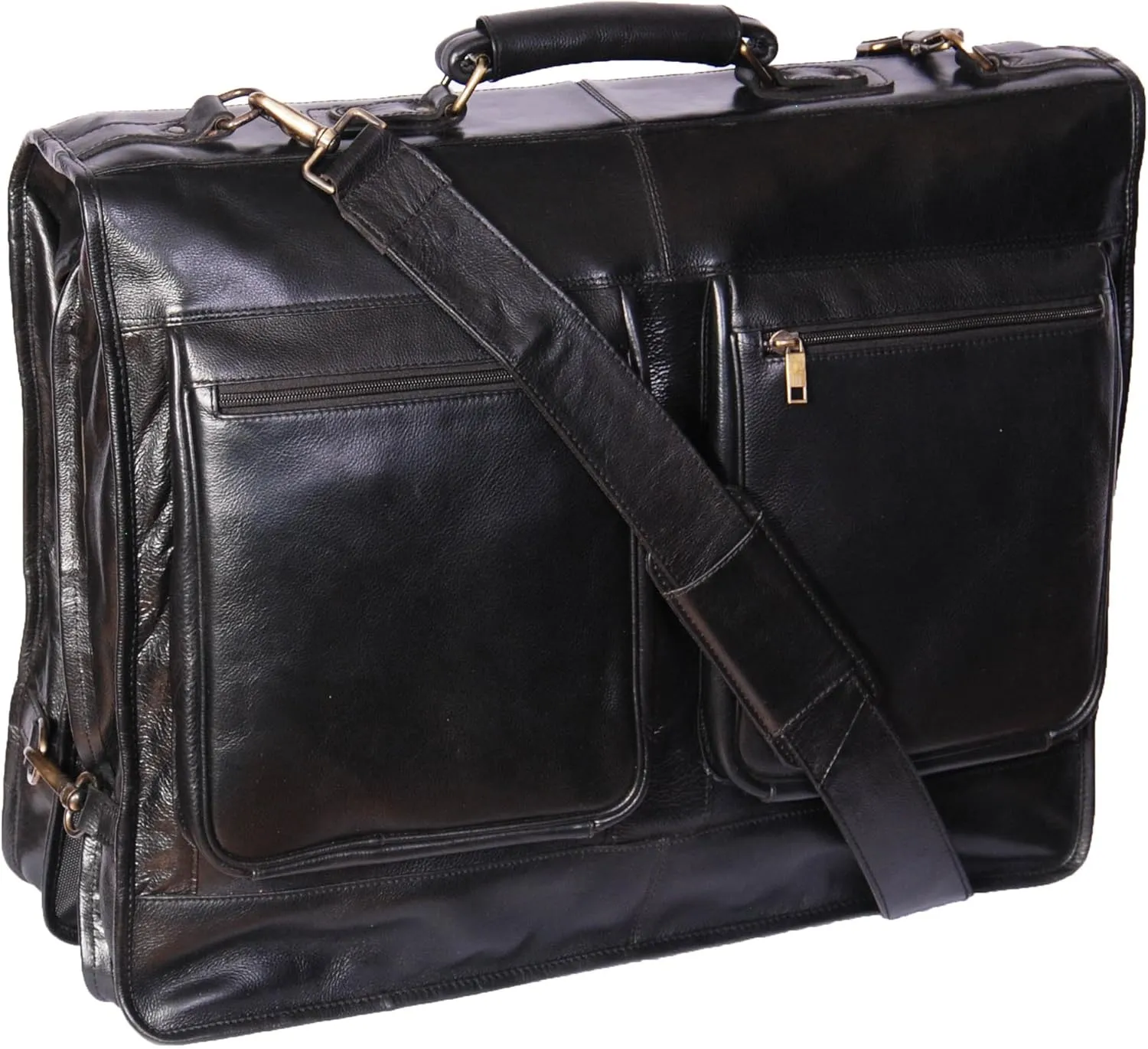 Genuine Luxury Leather Suit Garment Dress Carriers A112 Black Travel Cabin Bag