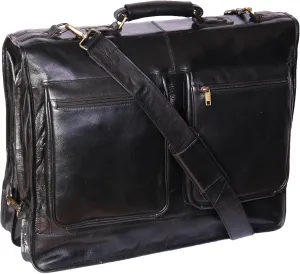 Genuine Luxury Leather Suit Garment Dress Carriers A112 Black Travel Cabin Bag