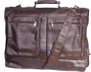 Genuine Luxury Leather Suit Garment Dress Carriers A112 Brown Travel Cabin Bag