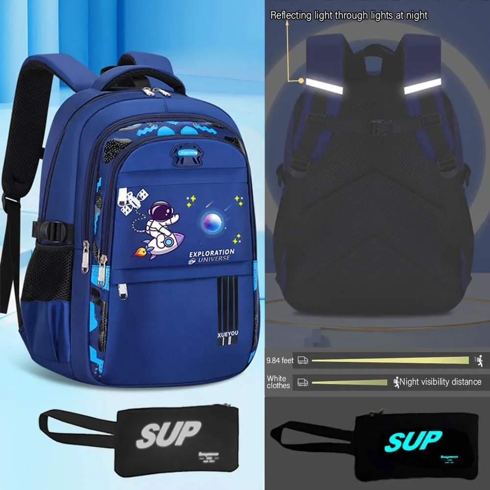 Girl Backpack for Boys. Bookbag for School with Anti-Theft Lock,Cool Backpack for Boys Includes Pencil Bag,Teenage Boys School Backpack Children Leisure Day Bag Student Book Bag Blue