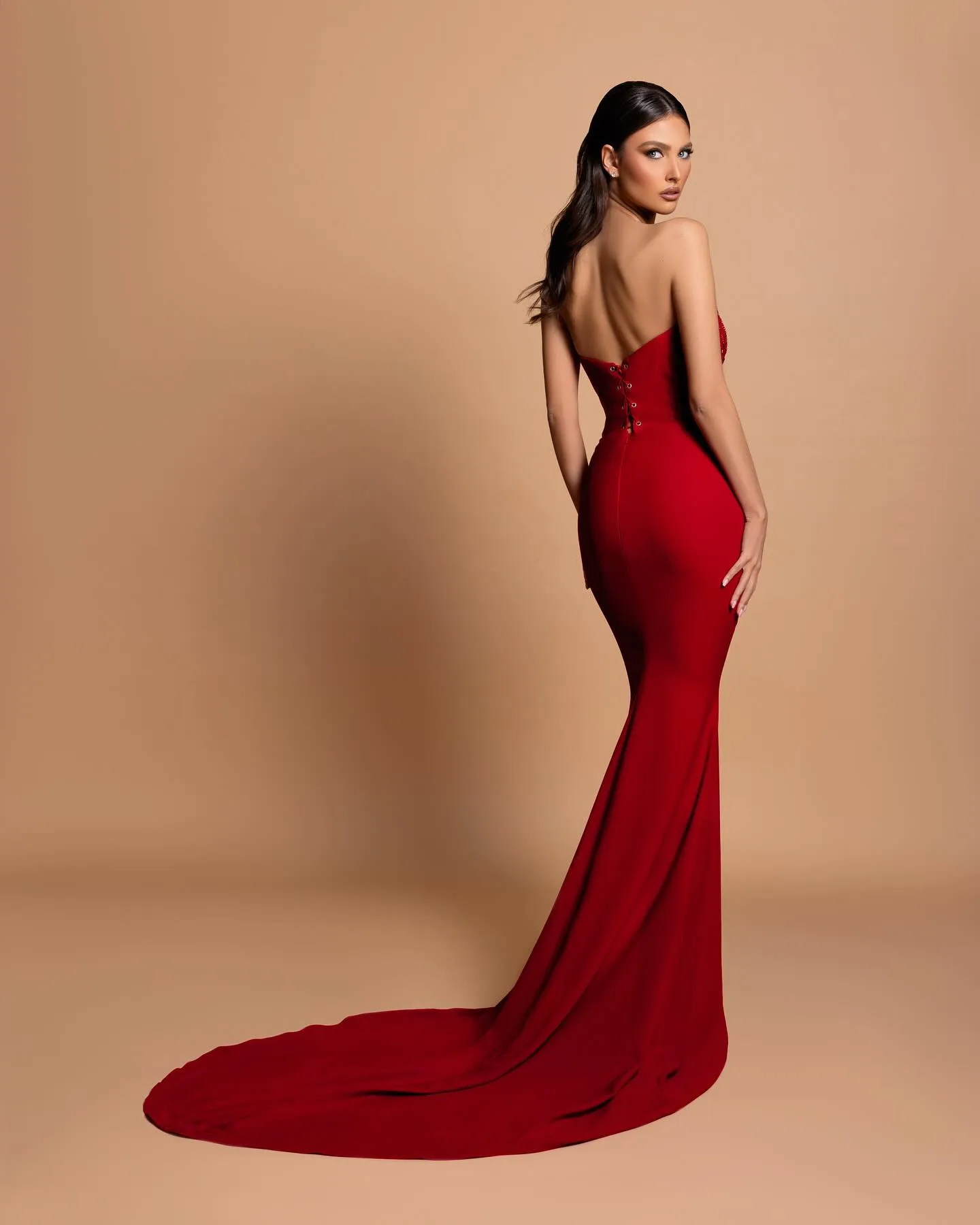 Gorgeous Satin Sleeveless Mermaid Sweetheart  Rhinestone  Long Prom Dress