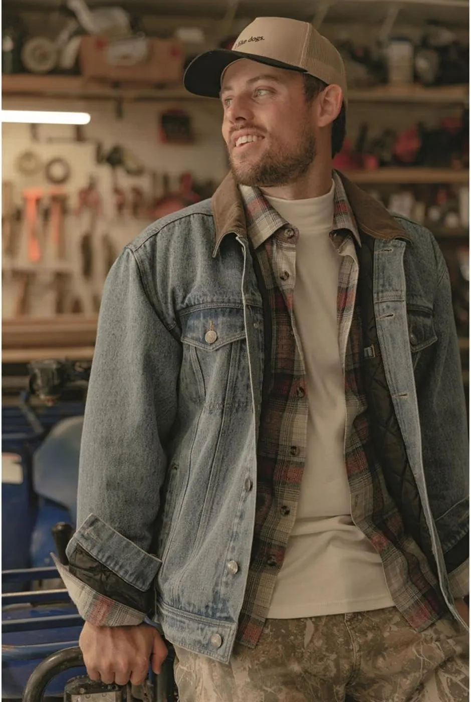 Guide Gear Mens Quilt-Lined Denim Jacket 2.0; Cotton Button Down Cowboy Jean Coat