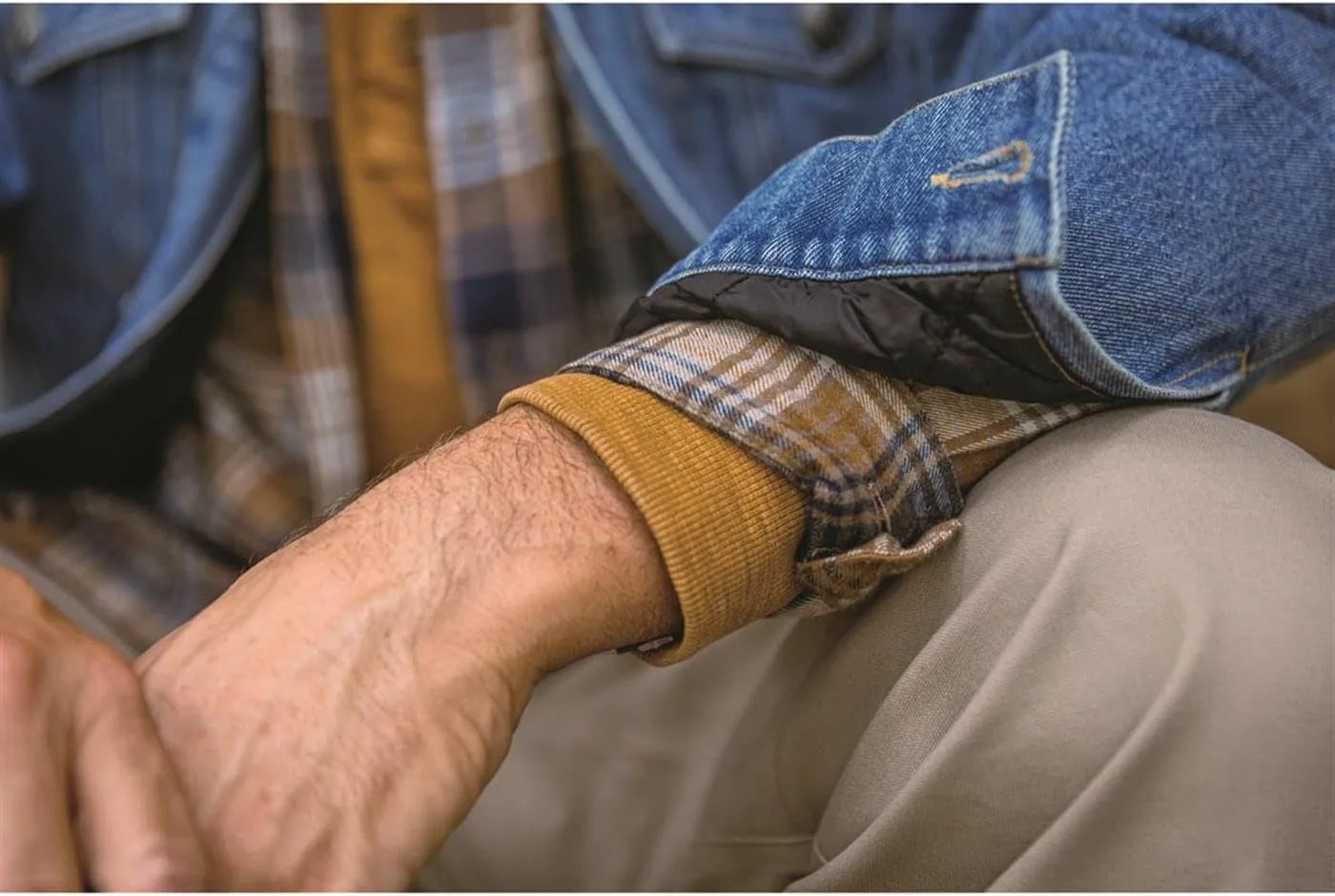 Guide Gear Mens Quilt-Lined Denim Jacket 2.0; Cotton Button Down Cowboy Jean Coat