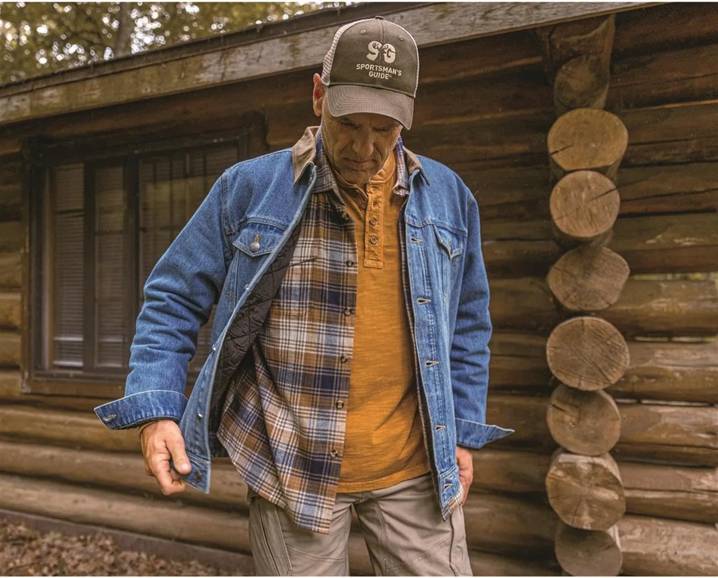 Guide Gear Mens Quilt-Lined Denim Jacket 2.0; Cotton Button Down Cowboy Jean Coat