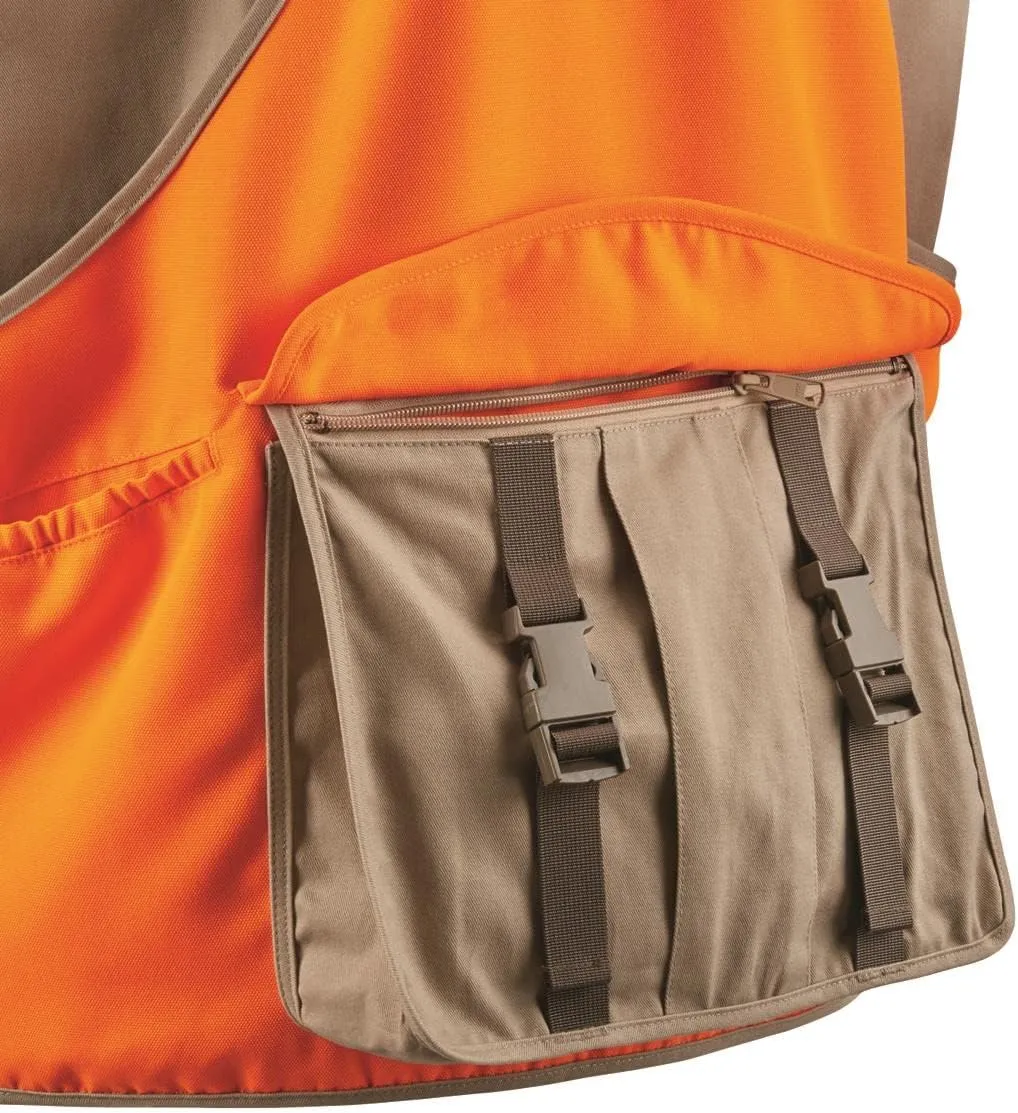Guide Gear Men's Upland Vest for Bird Hunting, Orange with Back Game Pouch