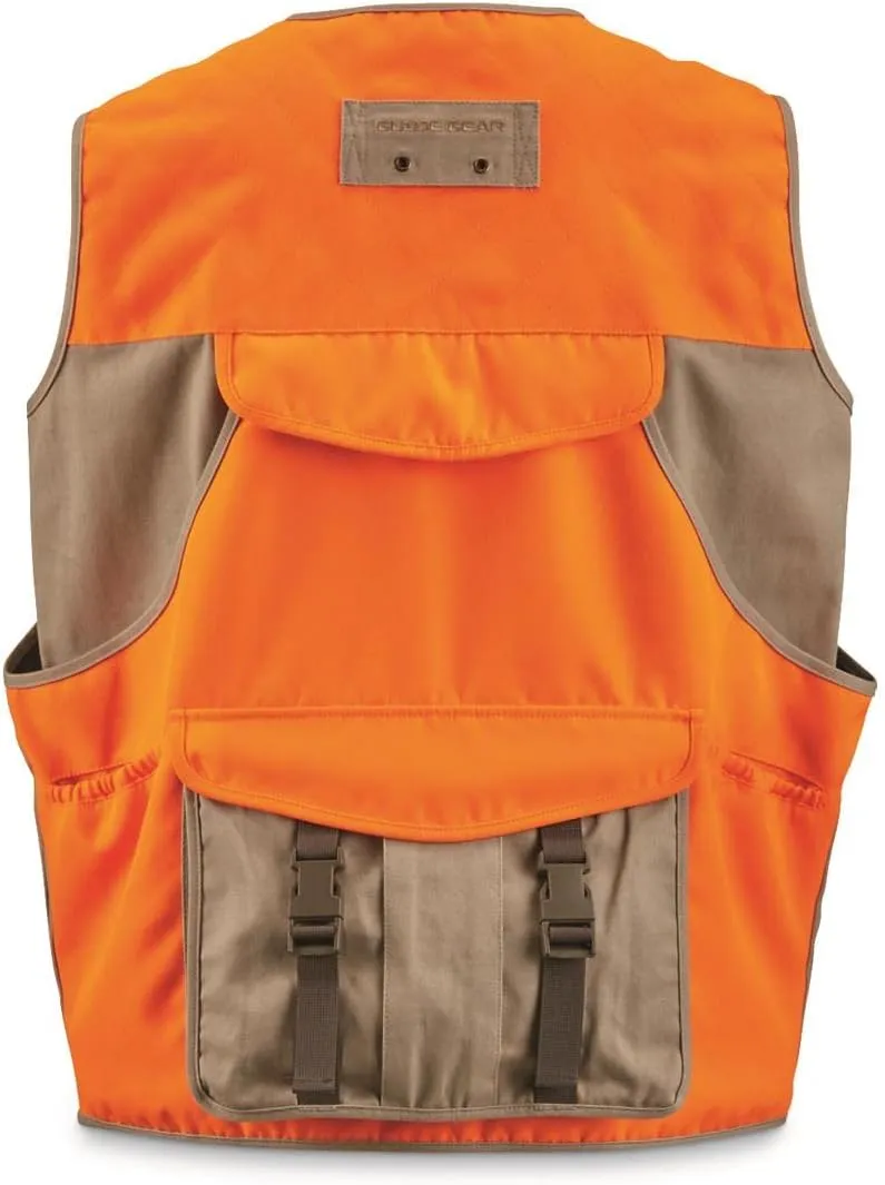 Guide Gear Men's Upland Vest for Bird Hunting, Orange with Back Game Pouch