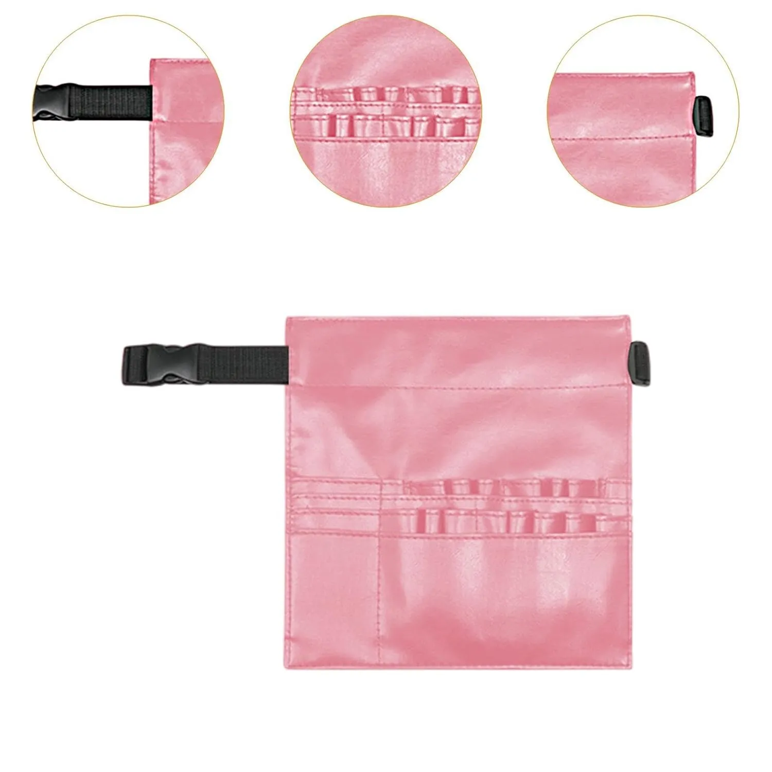 Haircut Tools Scissors Storage Bag Barber Waist Pouch PU Leather Multifunctional Waist Holder Salon Scissors Holder for Comb, Pink