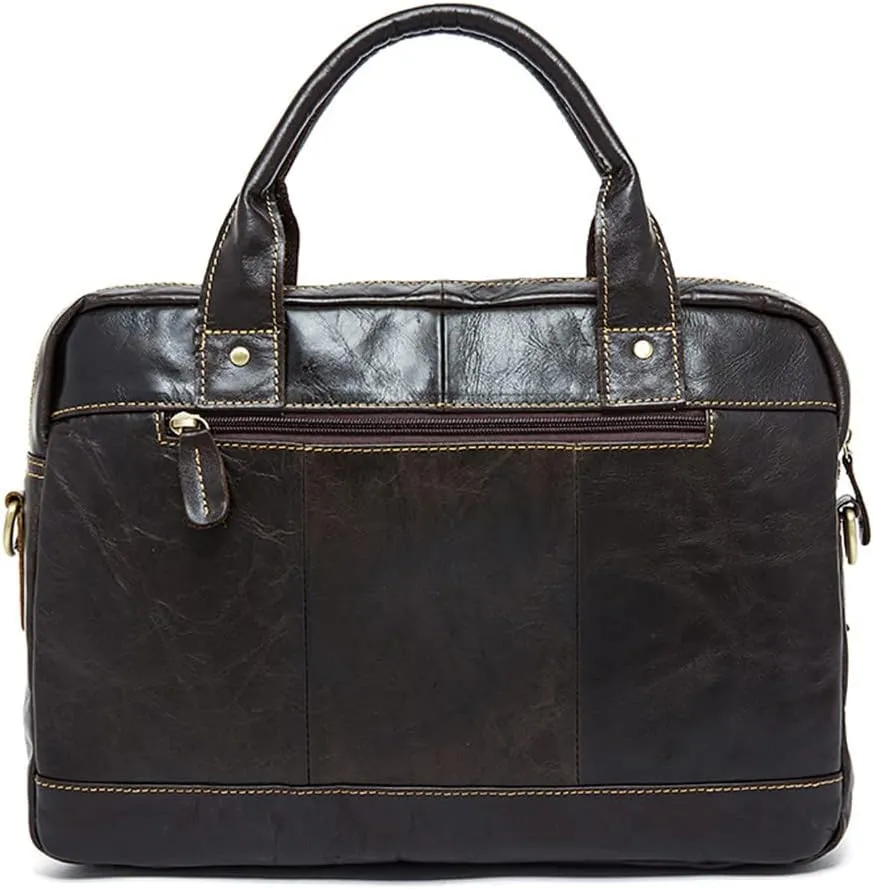 Haitpant Men 14'' Leather Briefcases Laptop Bag Business Document Computer Messenger Laptop Bag
