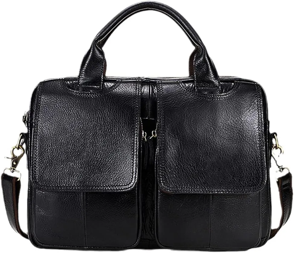 Haitpant Men 14'' Leather Briefcases Laptop Bag Business Document Computer Messenger Laptop Bag