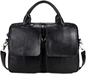 Haitpant Men 14'' Leather Briefcases Laptop Bag Business Document Computer Messenger Laptop Bag