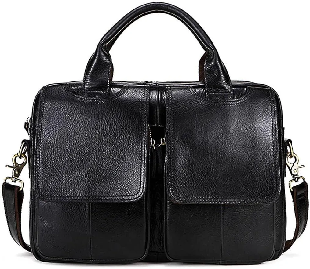 Haitpant Men's Briefcases Bags Genuine Leather Laptop Bag Messenger Bag Leather Office Document Bags