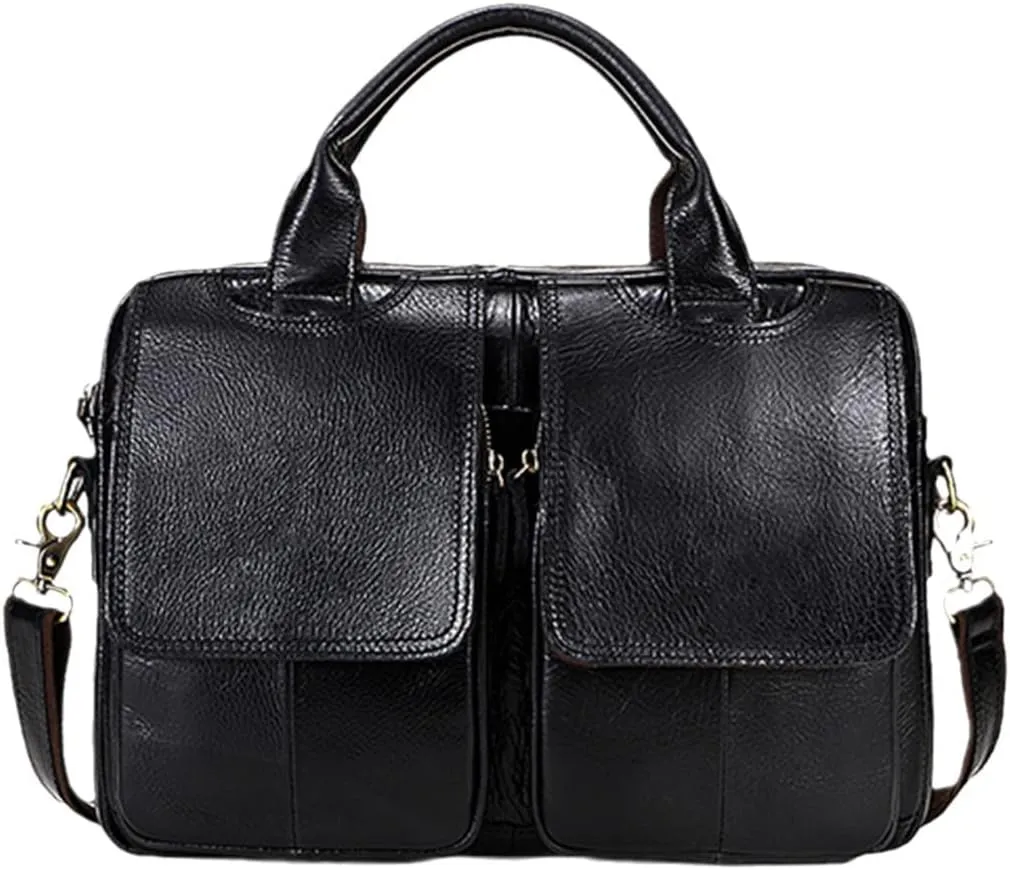 Haitpant Men's Briefcases Bags Genuine Leather Laptop Bag Messenger Bag Leather Office Document Bags