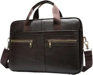 Haitpant Men's Genuine Leather Briefcase Laptop Bag Natural Leather Messenger Briefcases Bags