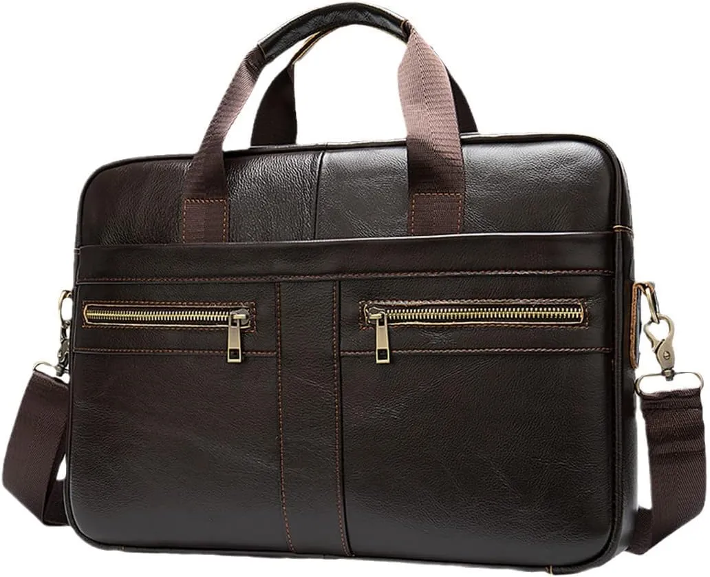 Haitpant Men's Genuine Leather Briefcase Laptop Bag Natural Leather Messenger Briefcases Bags