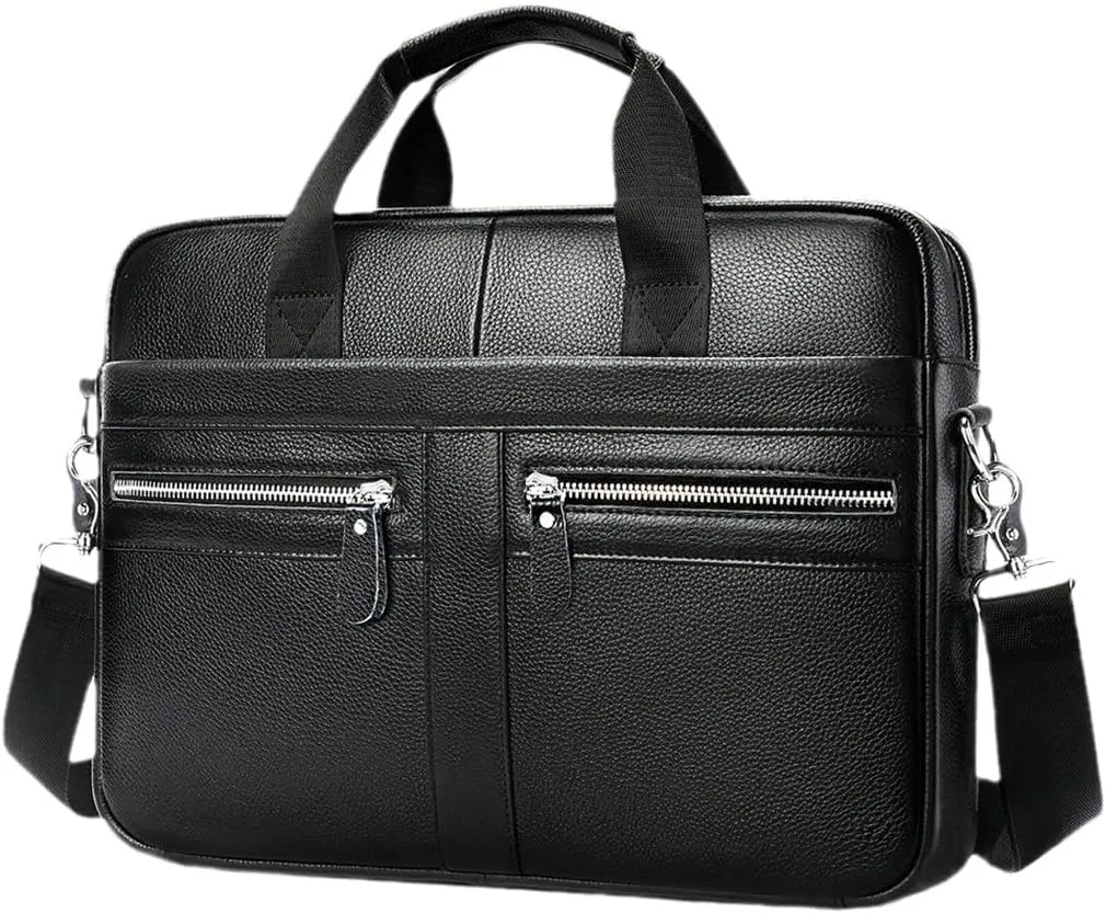 Haitpant Men's Genuine Leather Briefcase Laptop Bag Natural Leather Messenger Briefcases Bags