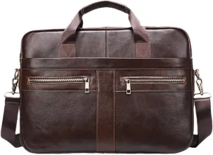 Haitpant Men's Genuine Leather Briefcase Laptop Bag Natural Leather Messenger Briefcases Bags